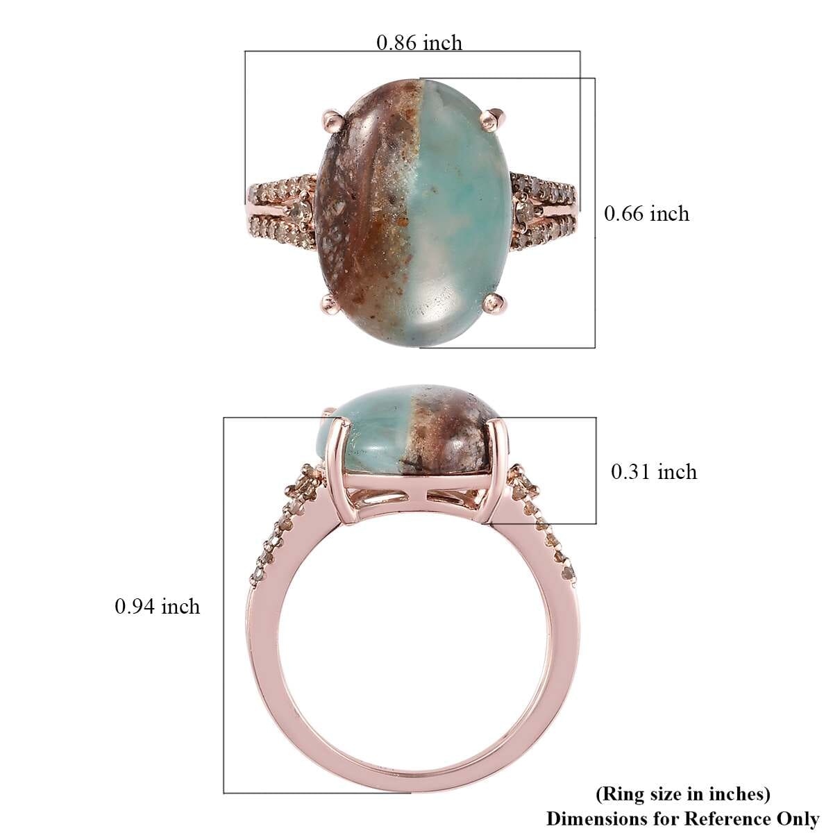 Premium Natural Zimbaprase and Natural Champagne Diamond Ring in Vermeil Rose Gold Over Sterling Silver 9.85 ctw image number 5