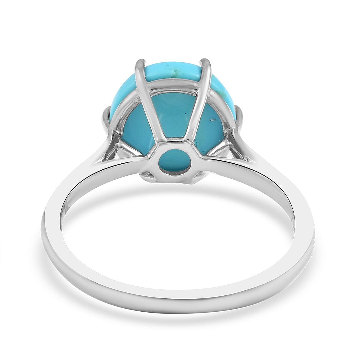 Luxoro AAA Sleeping Beauty Turquoise 3.60 ctw Solitaire Ring in 10K White Gold (Size 6.0)  image number 4