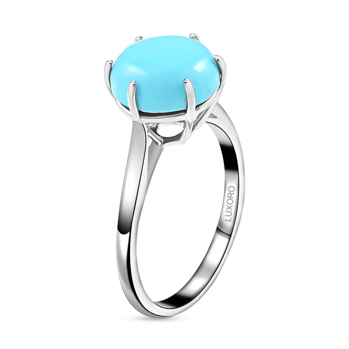 Luxoro AAA Sleeping Beauty Turquoise 3.60 ctw Solitaire Ring in 10K White Gold (Size 8.0)  image number 3