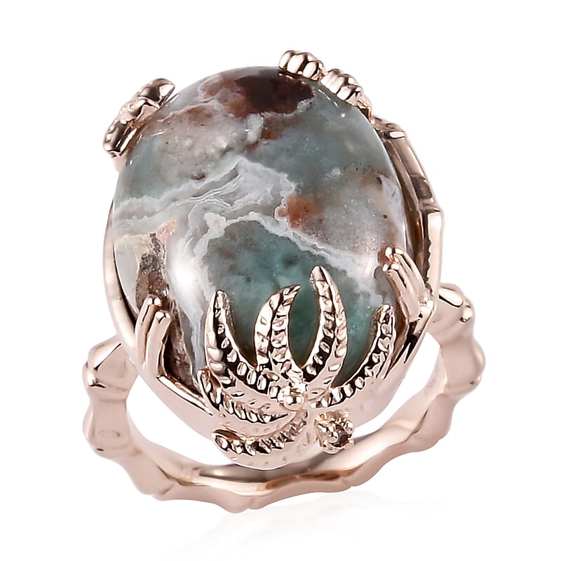 Natural Zimbaprase and Natural Champagne Diamond Ring in Vermeil Rose Gold Over Sterling Silver (Size 10.0) 18.40 ctw