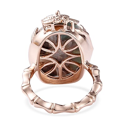 Natural Zimbaprase and Natural Champagne Diamond Ring in Vermeil Rose Gold Over Sterling Silver (Size 10.0) 18.40 ctw