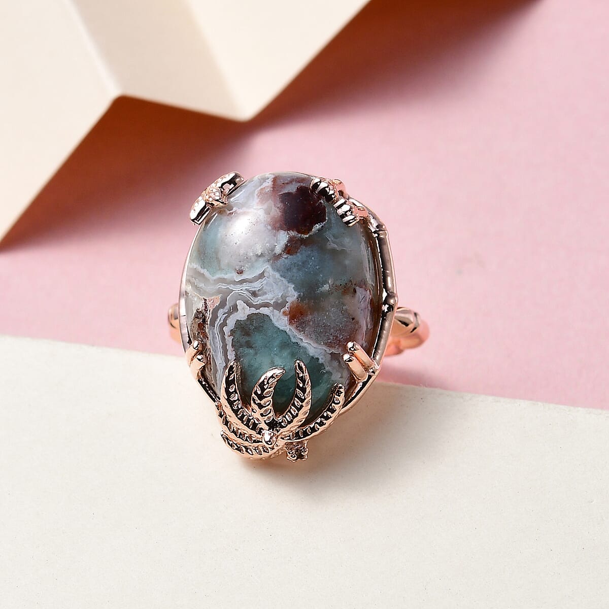 Natural Zimbaprase and Natural Champagne Diamond Ring in Vermeil Rose Gold Over Sterling Silver (Size 9.0) 18.40 ctw image number 1