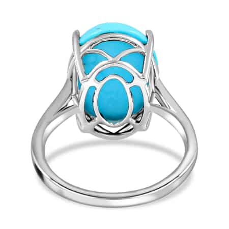10K White Gold AAA American Natural Sleeping Beauty Turquoise and G-H I2 Diamond Ring 2.91 Grams 6.60 ctw image number 4