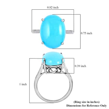 10K White Gold AAA American Natural Sleeping Beauty Turquoise and G-H I2 Diamond Ring 2.91 Grams 6.60 ctw image number 5