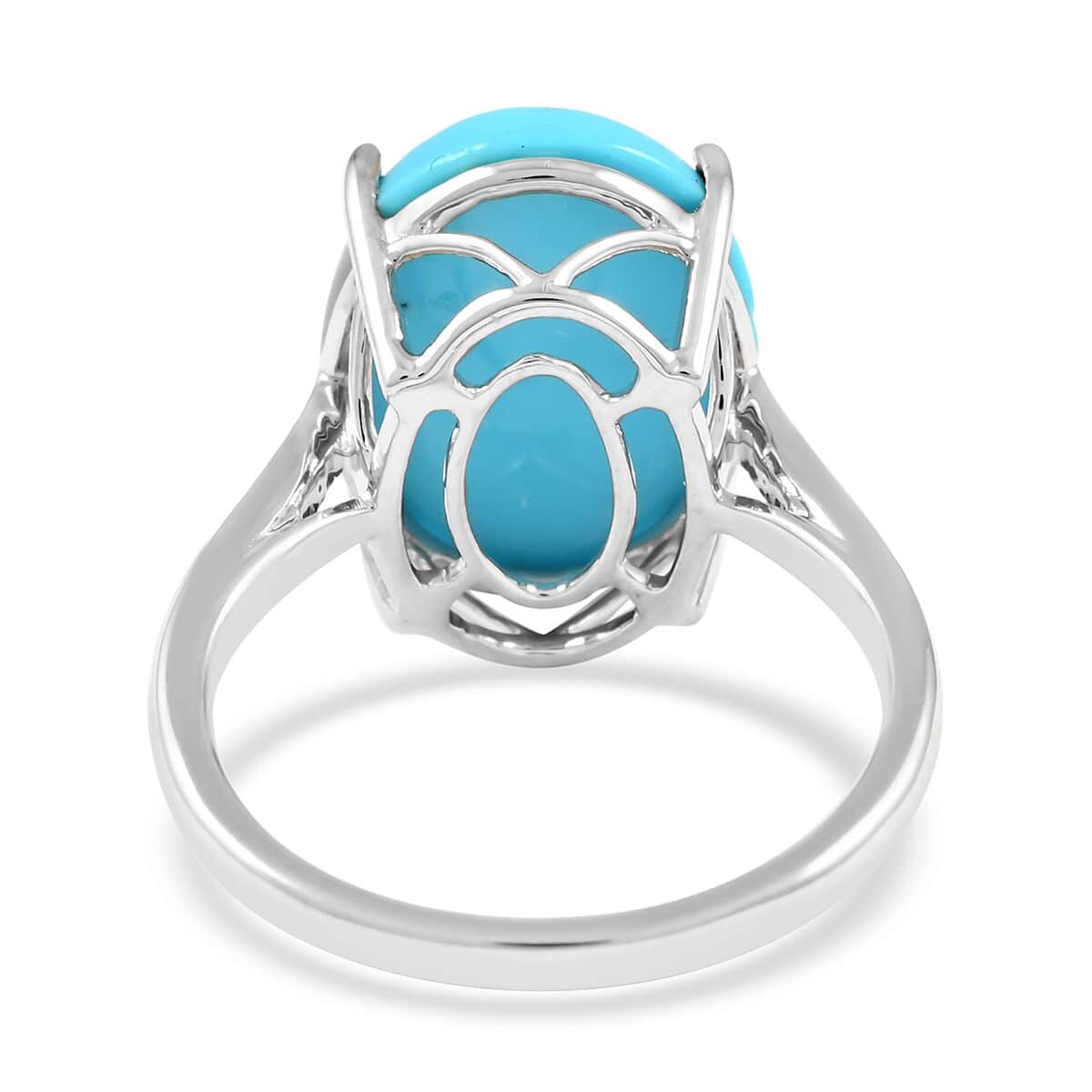 Luxoro 10K White Gold AAA Sleeping Beauty Turquoise and G-H I2 Diamond Ring (Size 6.0) 6.60 ctw image number 4