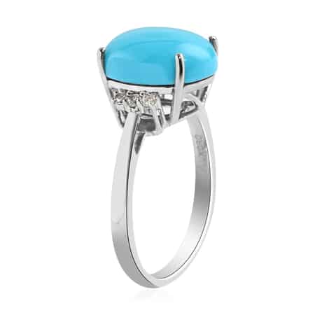 10K White Gold AAA American Natural Sleeping Beauty Turquoise and G-H I2 Diamond Ring 2.73 Grams 4.05 ctw image number 3