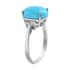 10K White Gold AAA American Natural Sleeping Beauty Turquoise and G-H I2 Diamond Ring 2.73 Grams 4.05 ctw image number 3