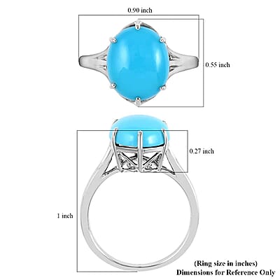 Certified & Appraised AAA Sleeping Beauty Turquoise 5.30 ctw Split Shank Ring in 10K White Gold (Size 10.0)
