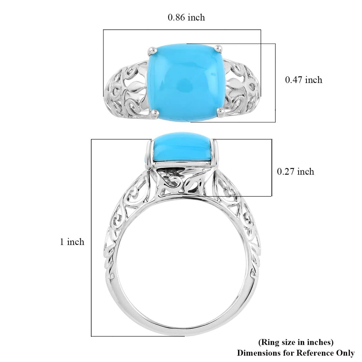 Luxoro 10K White Gold AAA Sleeping Beauty Turquoise Ring (Size 8.0) 3.95 ctw image number 4