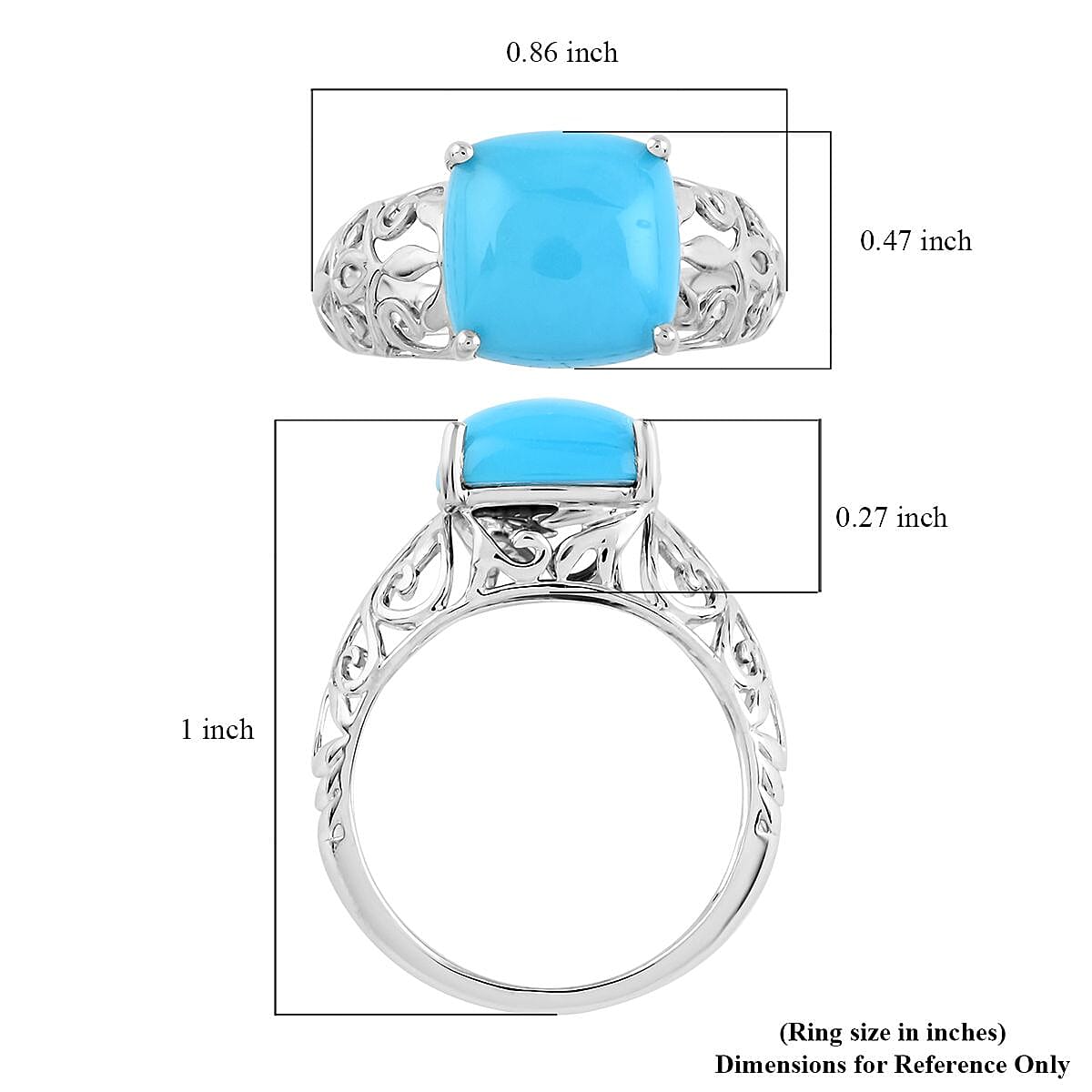 Luxoro 10K White Gold AAA Sleeping Beauty Turquoise Ring (Size 9.0) 3.95 ctw image number 4