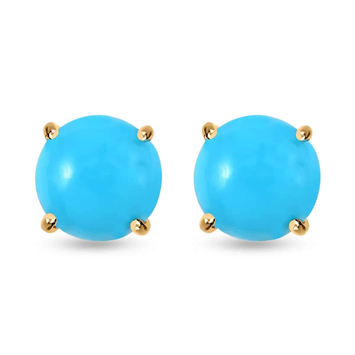 Luxoro AAA Sleeping Beauty Turquoise Earrings, Turquoise Stud Earrings, 10K Yellow Gold Earrings, Gold Stud, Turquoise Jewelry 3.40 ctw image number 0