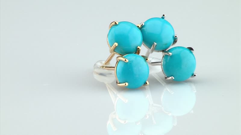 Certified & Appraised LUXORO 10K Yellow Gold AAA American Natural Sleeping Beauty Turquoise Earrings 3.40 ctw