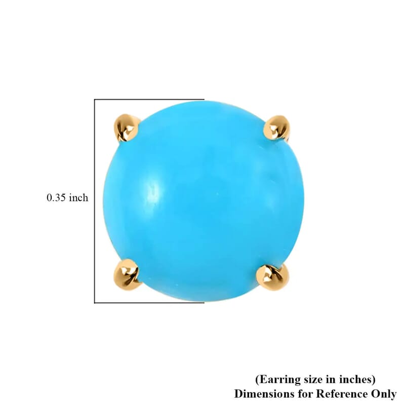Luxoro AAA Sleeping Beauty Turquoise Earrings, Turquoise Stud Earrings, 10K Yellow Gold Earrings, Gold Stud, Turquoise Jewelry 3.40 ctw