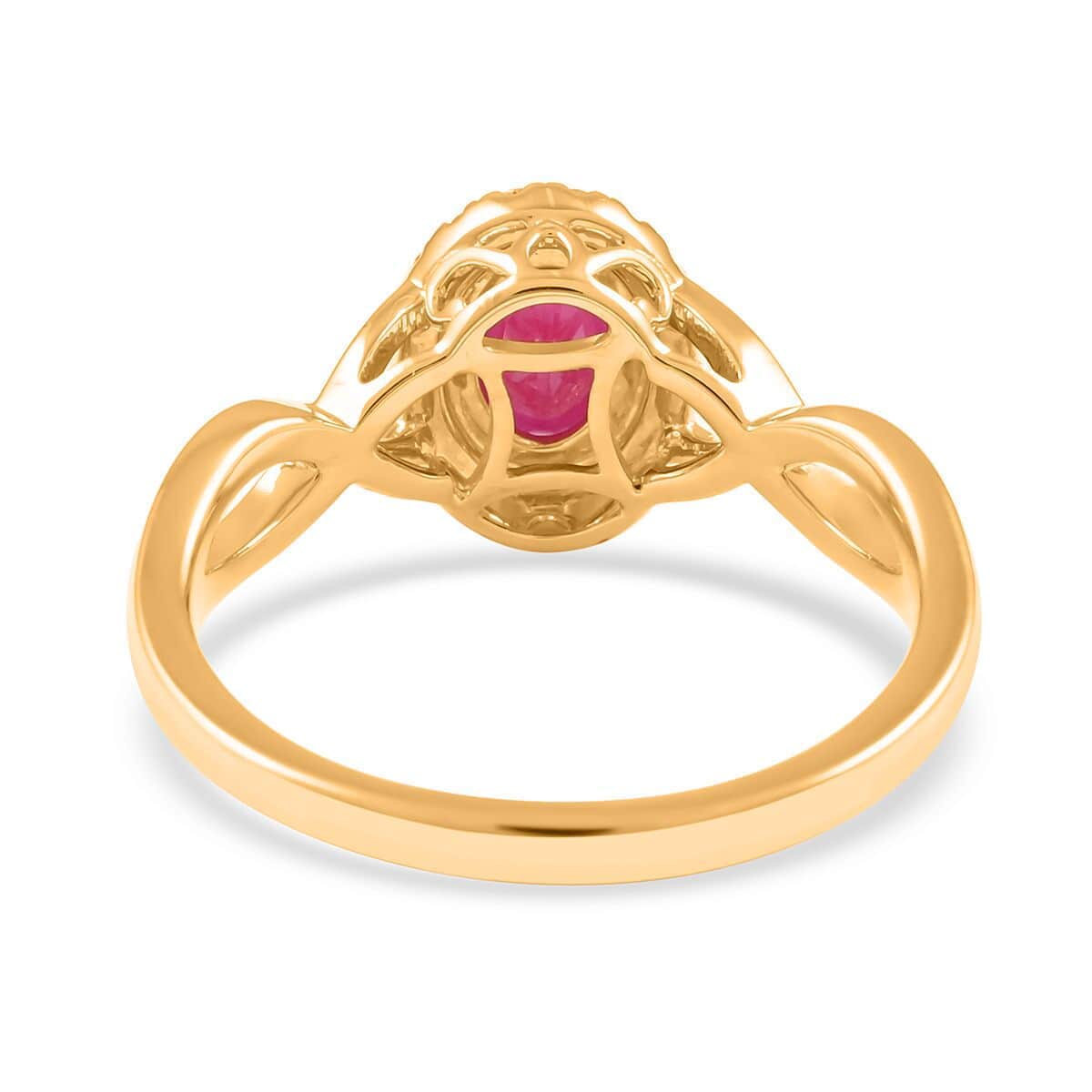 Certified and Appraised ILIANA 18K Yellow Gold AAA Mozambique Ruby and G-H SI Diamond Infinity Shank Ring 4 Grams 1.20 ctw image number 4