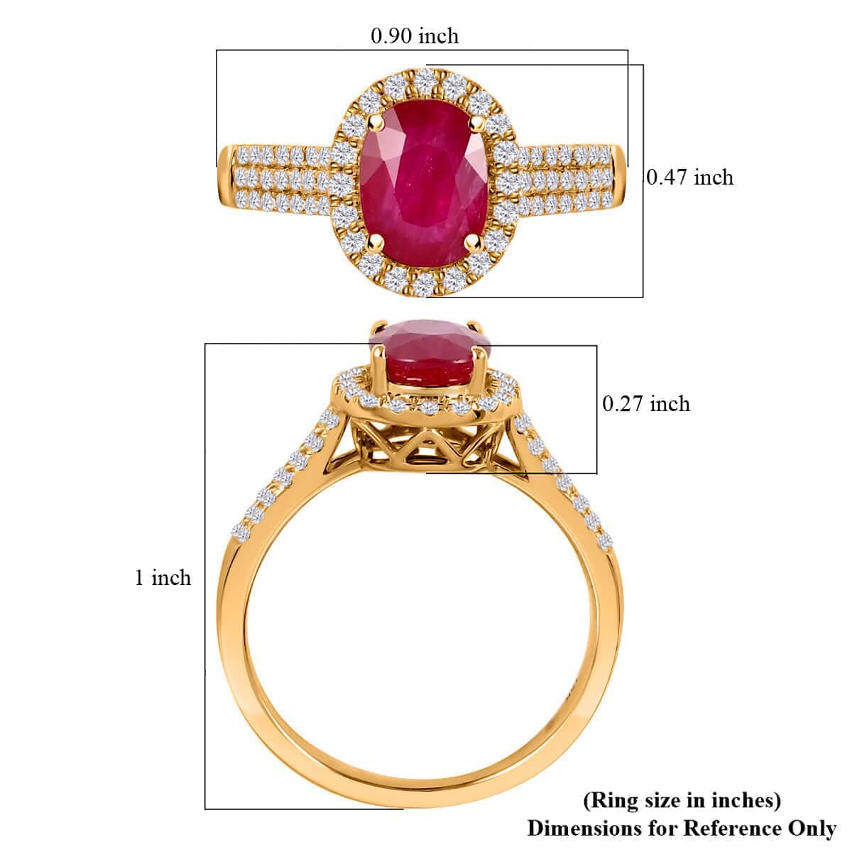 Certified and Appraised ILIANA 18K Yellow Gold AAA Mozambique Ruby, Diamond (G-H, SI) (0.36 cts) Halo Ring (Size 9.0) (4.50 g) 2.05 ctw image number 5