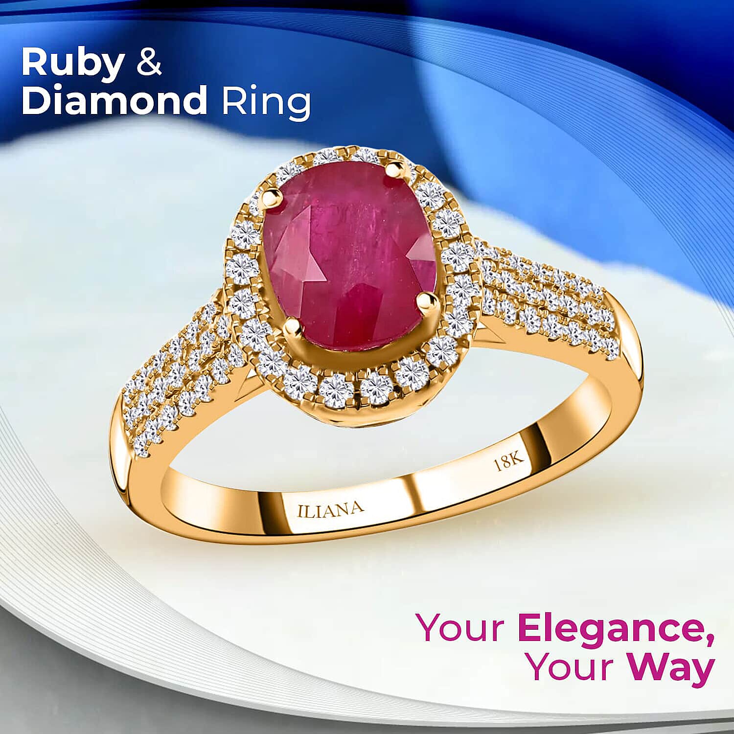 Iliana Certified & Appraised AAA Montepuez Ruby Ring, G-H SI Diamond Accent Ring, Ruby Halo Ring, 18K Yellow Gold Ring, Wedding Ring 4.50 Grams 2.05 ctw (Size 6.0) (Del. in 10-15 Days)