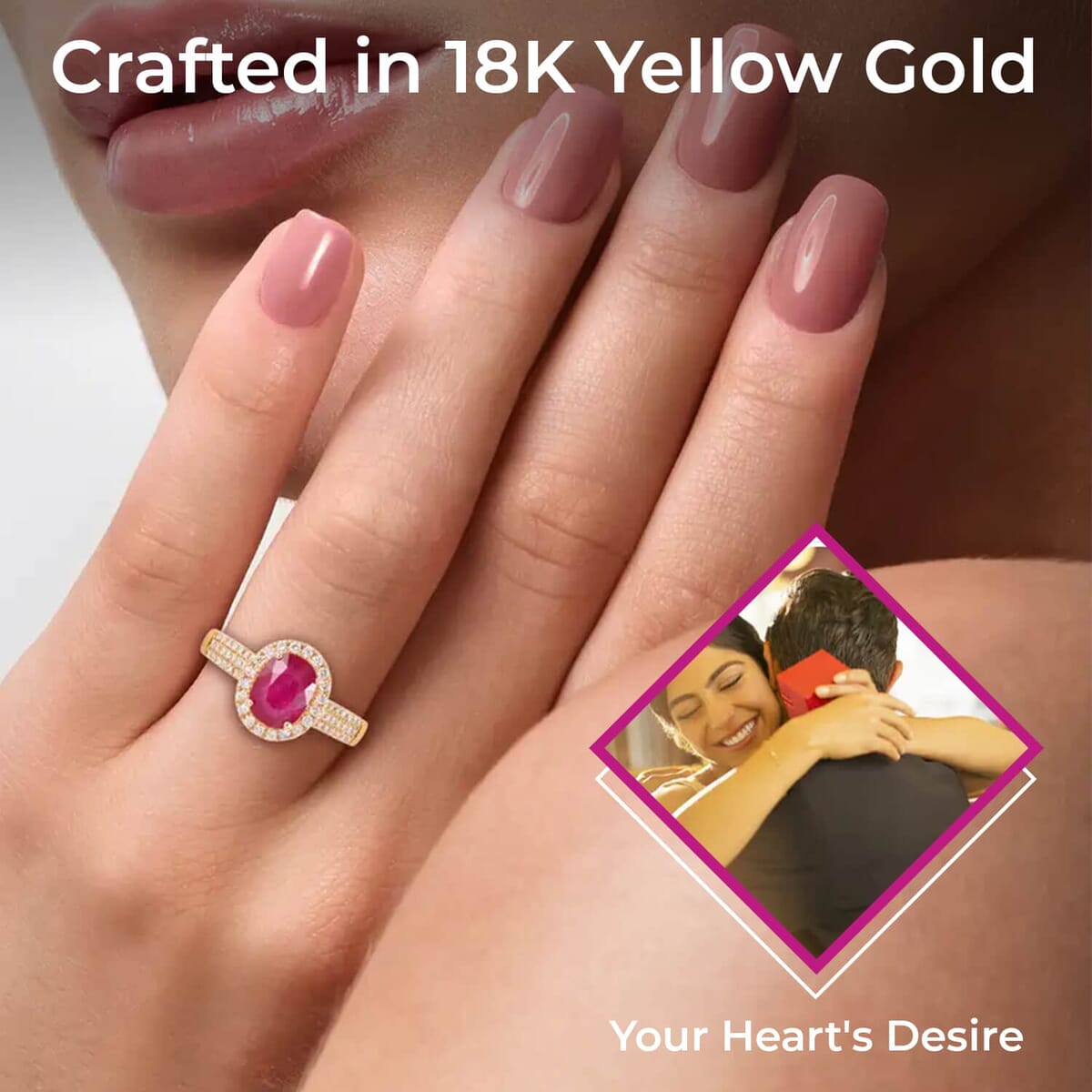 Iliana Certified & Appraised AAA Montepuez Ruby Ring, G-H SI Diamond Accent Ring, Ruby Halo Ring, 18K Yellow Gold Ring, Wedding Ring 4.50 Grams 2.05 ctw (Size 7.0) (Del. in 10-15 Days)  image number 2