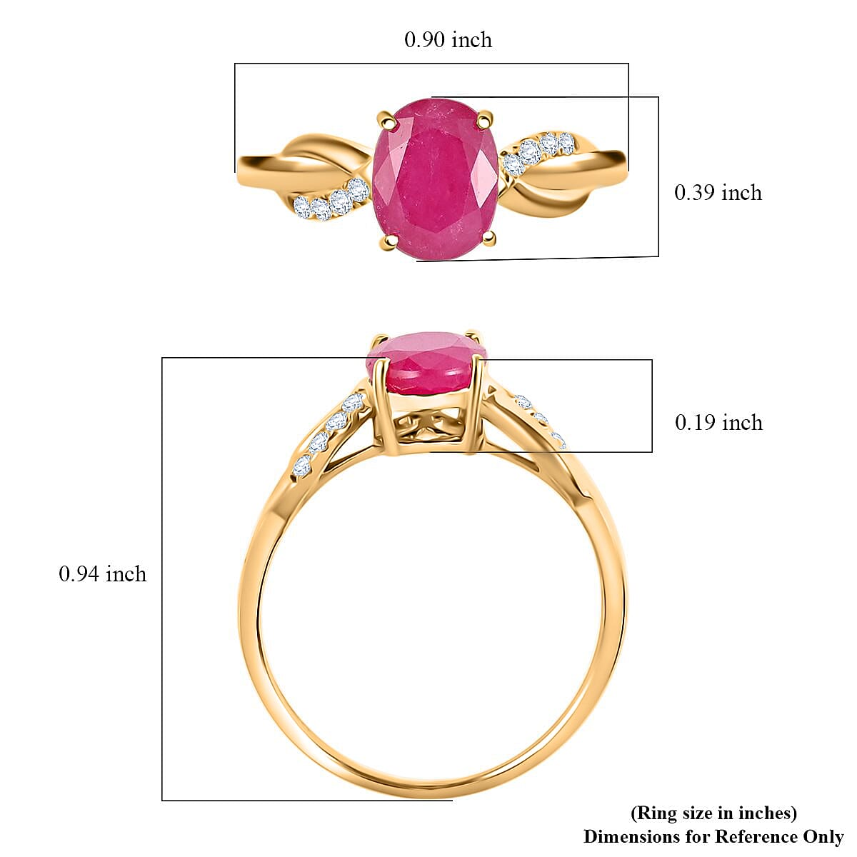 Certified & Appraised Luxoro AAA Montepuez Ruby and G-H I2 Diamond 1.70 ctw Ring in 10K Yellow Gold (Size 6.0)