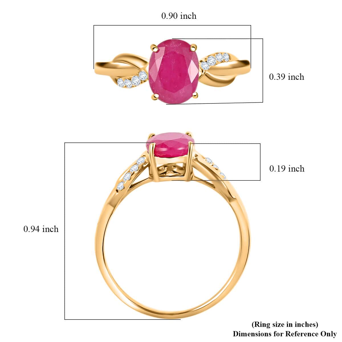 Certified LUXORO 10K Yellow Gold AAA Mozambique Ruby and G-H I2 Diamond Ring 2.15 Grams 1.70 ctw image number 6