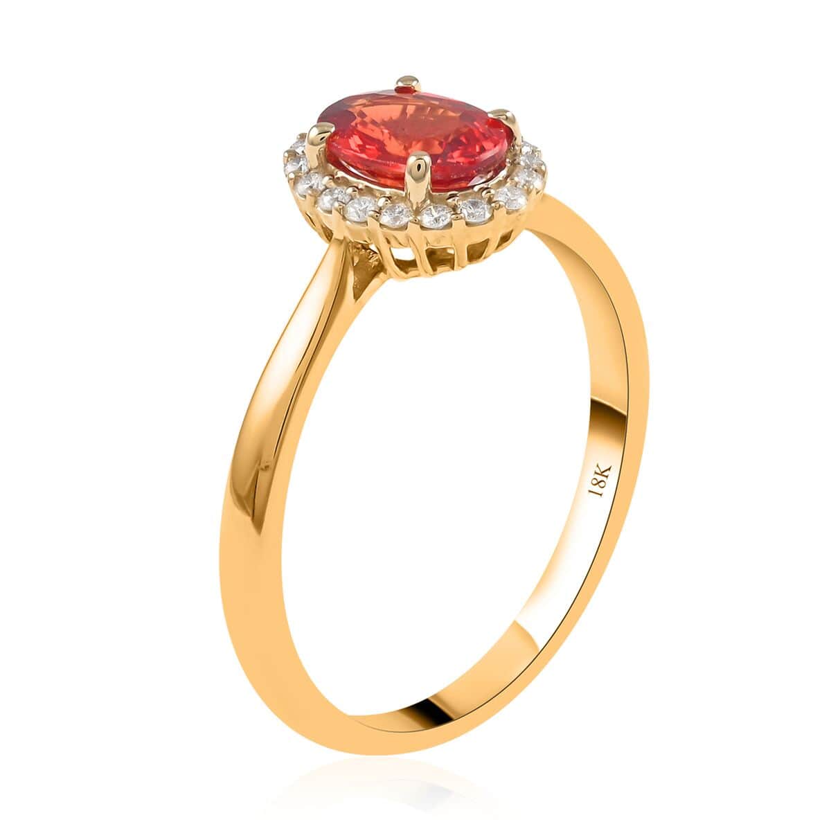 ILIANA 18K Yellow Gold AAA Songea Sapphire and G-H SI Diamond Ring 2.90 Grams 1.20 ctw image number 3