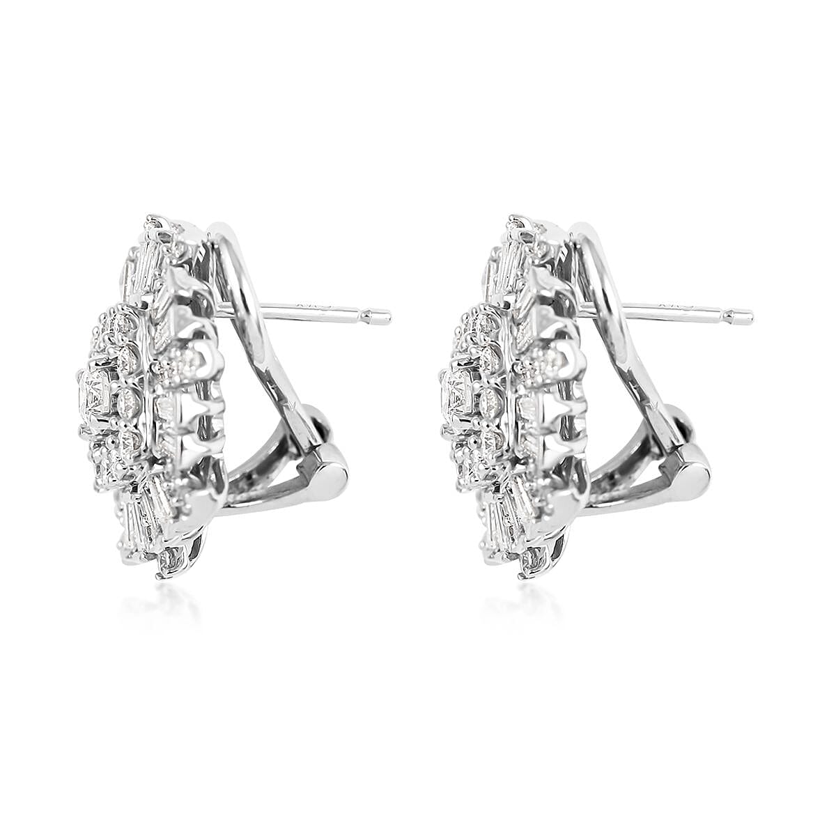 14K White Gold Diamond Earrings 7.9 Grams 2.00 ctw image number 3