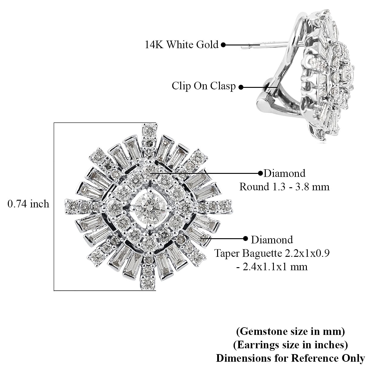 14K White Gold Diamond Earrings 7.9 Grams 2.00 ctw image number 4