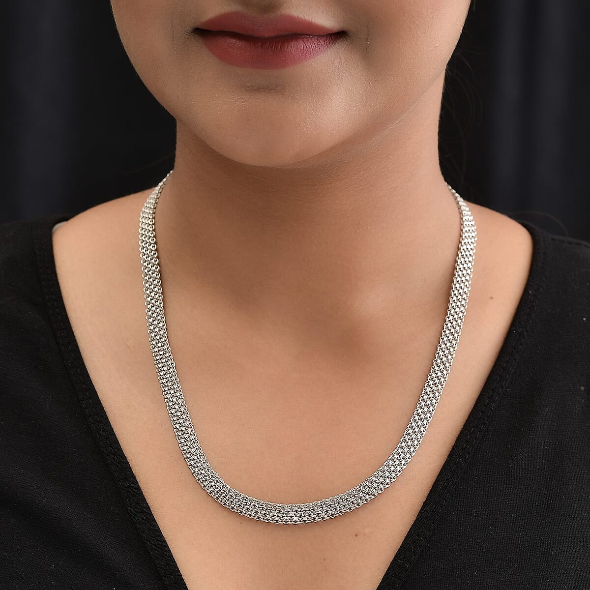 Artisan Crafted Platinum Over Sterling Silver Bismark Necklace 20 Inches 22 Grams image number 2