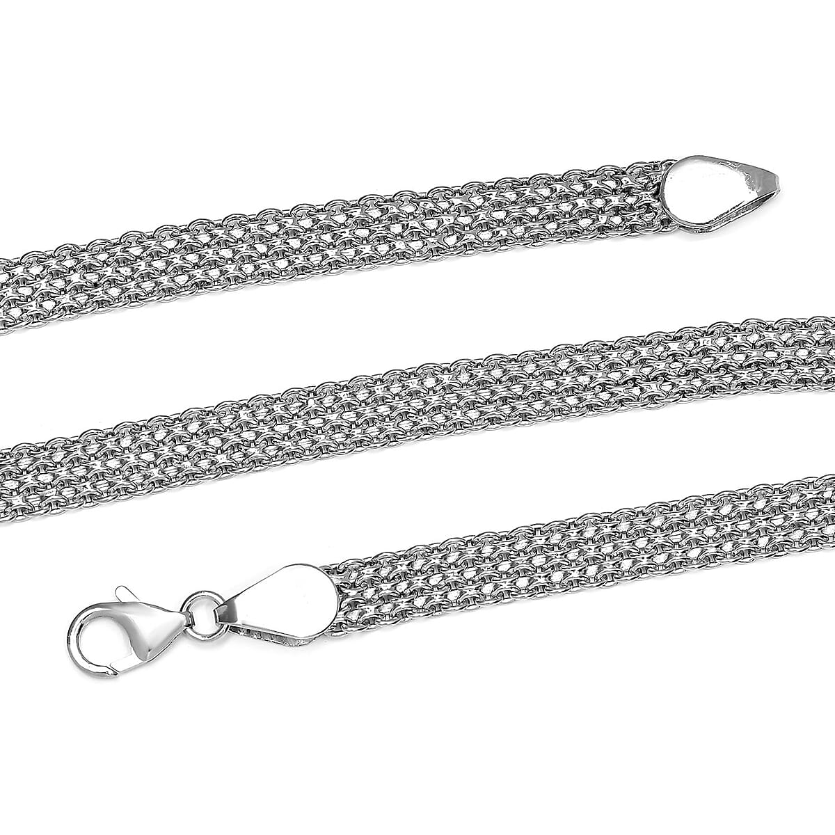 Artisan Crafted Platinum Over Sterling Silver Bismark Necklace 20 Inches 22 Grams image number 3