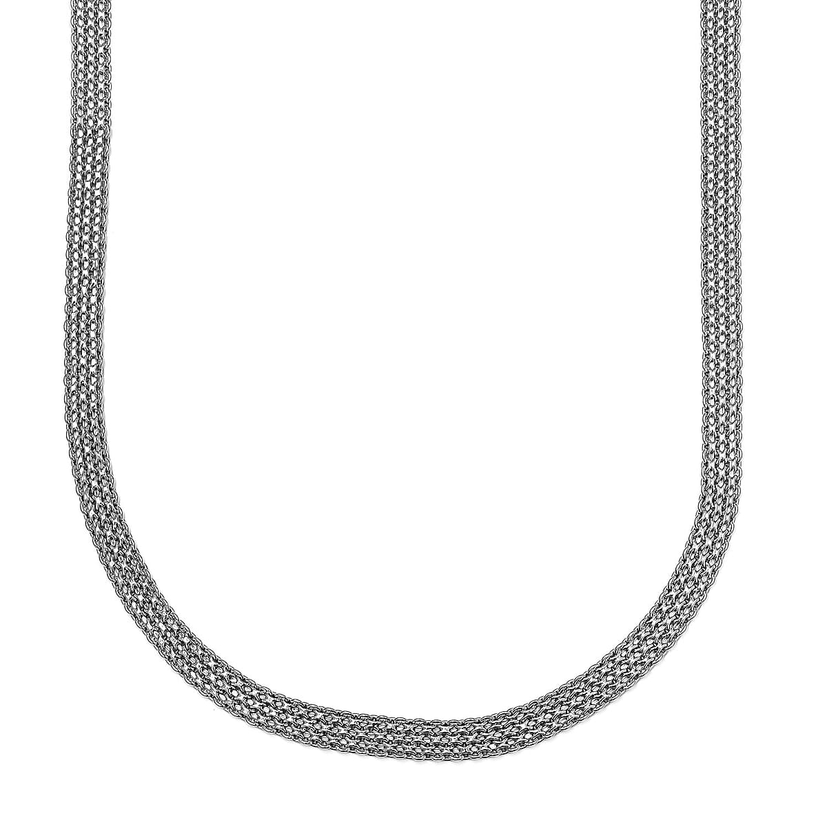 Artisan Crafted Platinum Over Sterling Silver Bismark Necklace 20 Inches 22 Grams image number 4