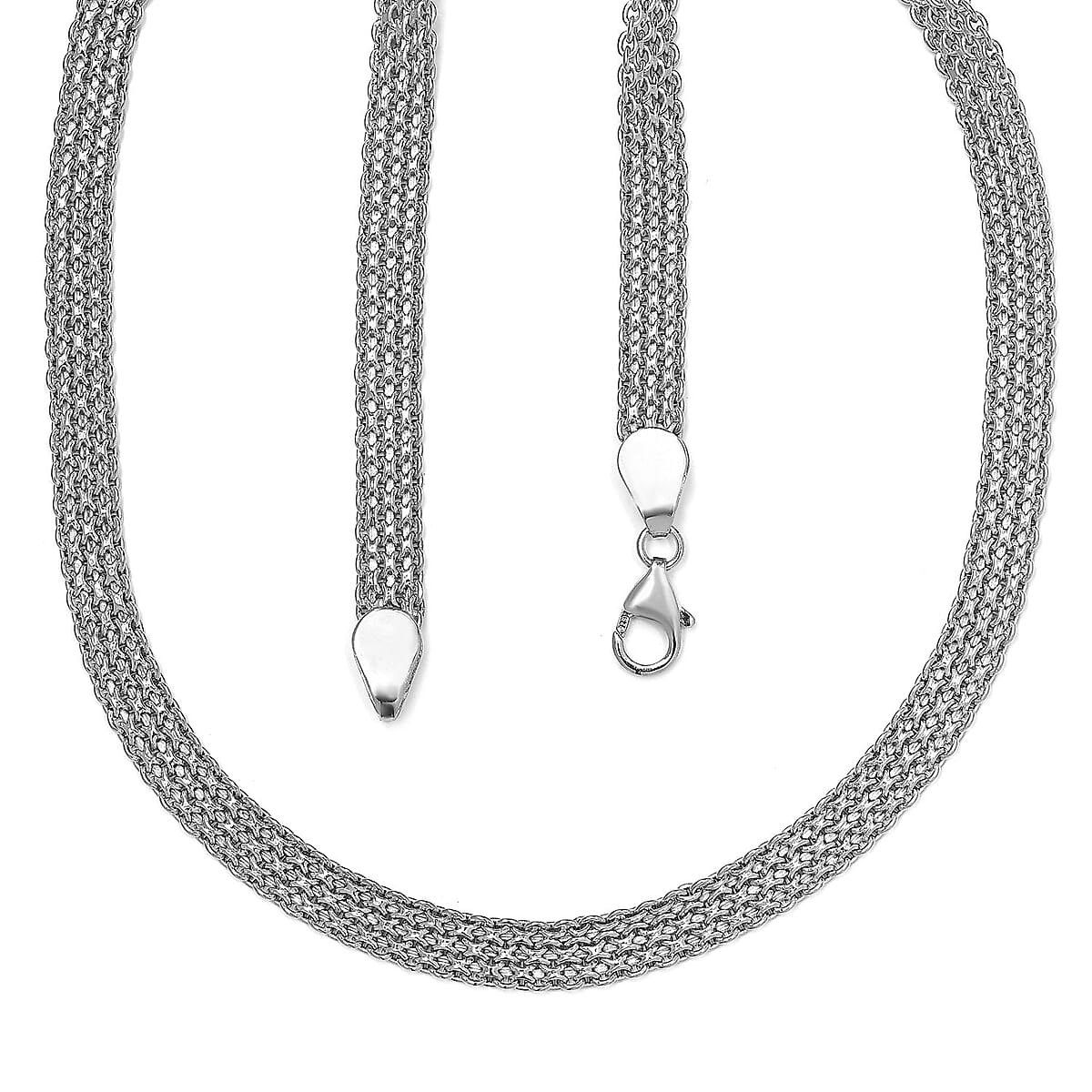 Artisan Crafted Platinum Over Sterling Silver Bismark Necklace 20 Inches 22 Grams image number 5