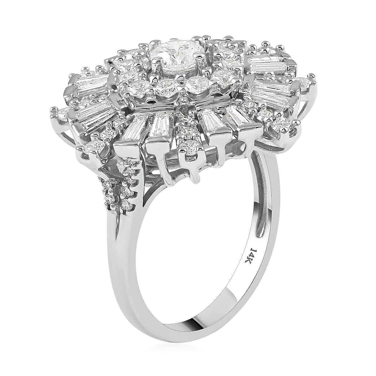 14K White Gold Diamond Ring 8 Grams 2.00 ctw
