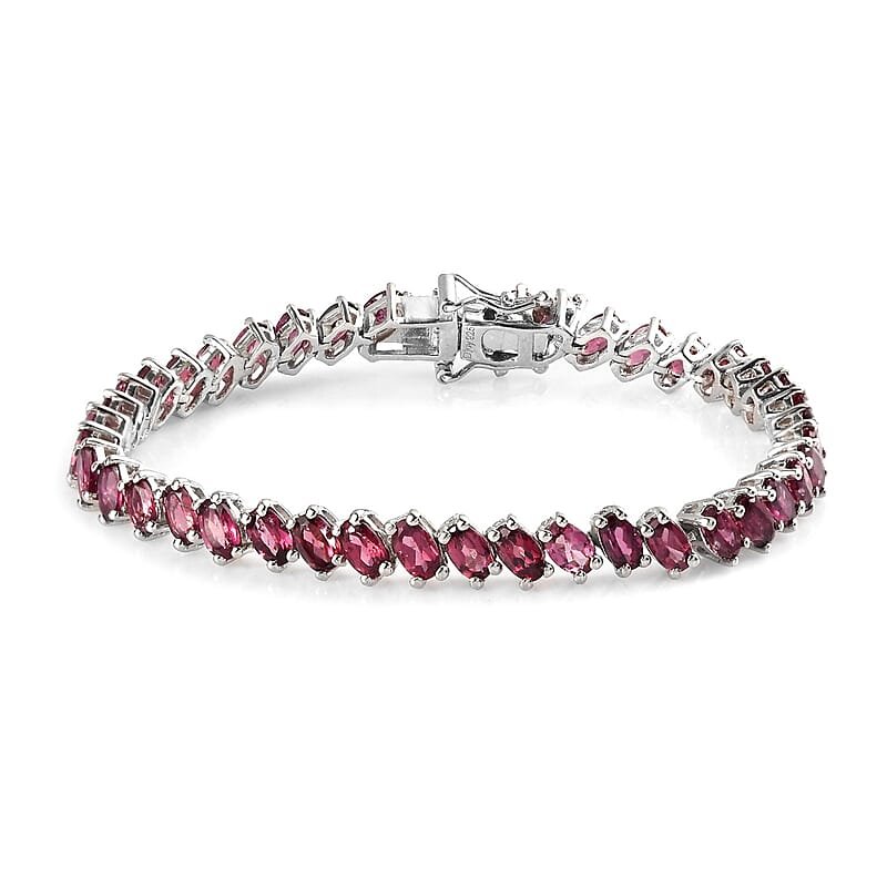 Tanzanian Wine Garnet Tennis Bracelet in Platinum Over Sterling Silver (6.50 In) 10.85 Grams 9.75 ctw