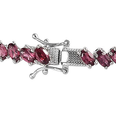 Tanzanian Wine Garnet Tennis Bracelet in Platinum Over Sterling Silver (6.50 In) 10.85 Grams 9.75 ctw