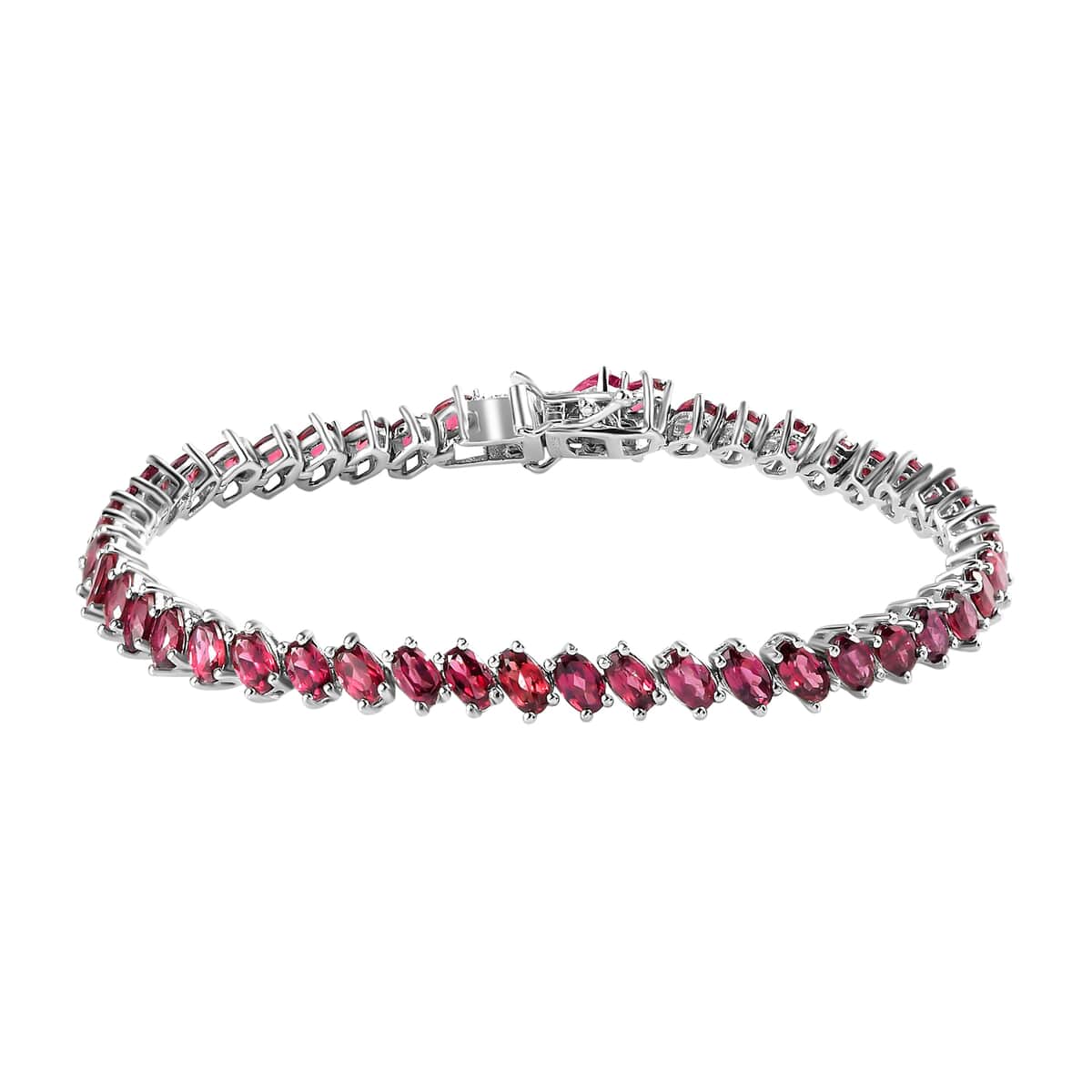 Tanzanian Wine Garnet Tennis Bracelet in Platinum Over Sterling Silver (7.25 In) 10.90 ctw image number 0