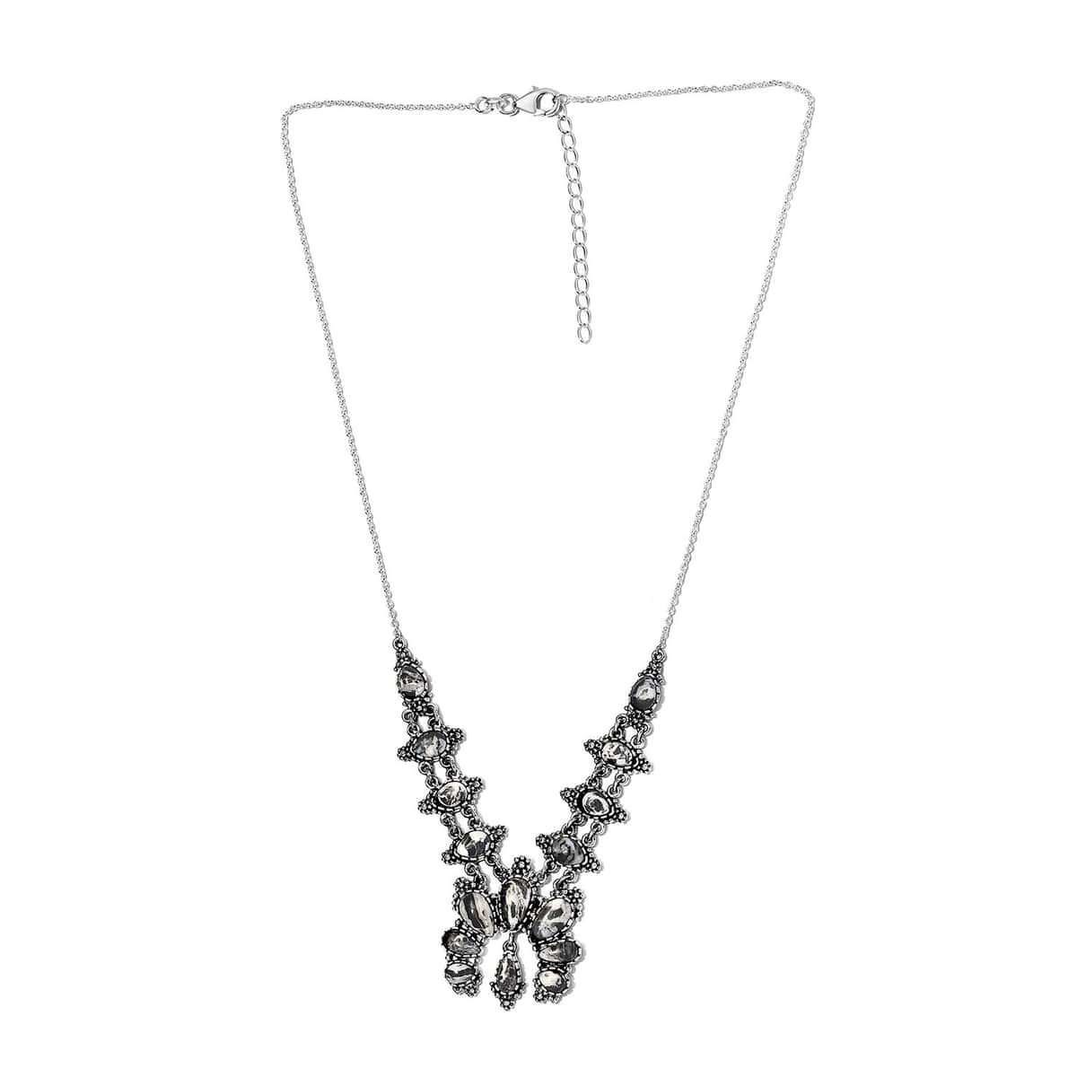White Buffalo Squash Blossom Necklace 18 Inches in Sterling Silver 13.60 ctw image number 3