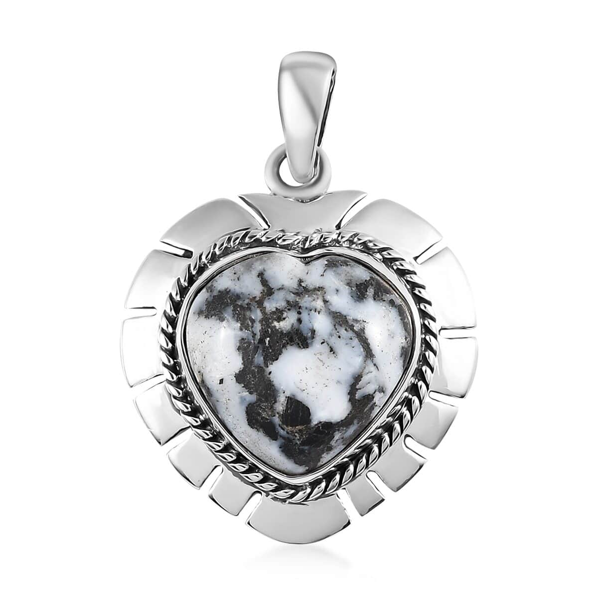 White Buffalo Heart Pendant in Sterling Silver 9.75 ctw image number 0