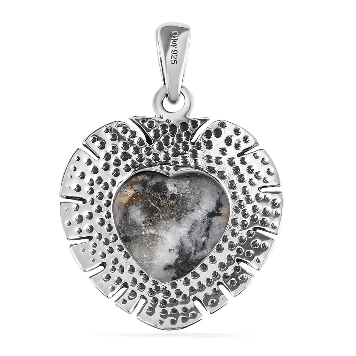 White Buffalo Heart Pendant in Sterling Silver 9.75 ctw image number 4