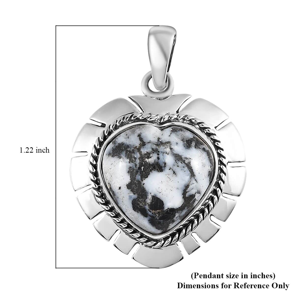 White Buffalo Heart Pendant in Sterling Silver 9.75 ctw image number 5