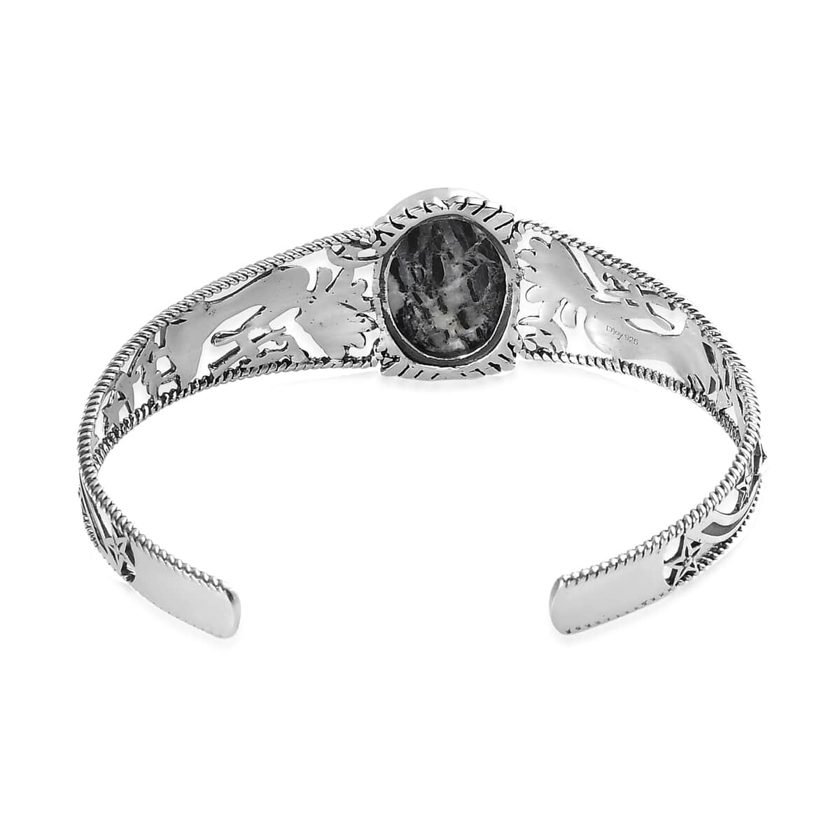 White Buffalo Kokopelli & Shooting Star Cuff Bracelet in Sterling Silver (7.25 In) 13.35 ctw image number 4