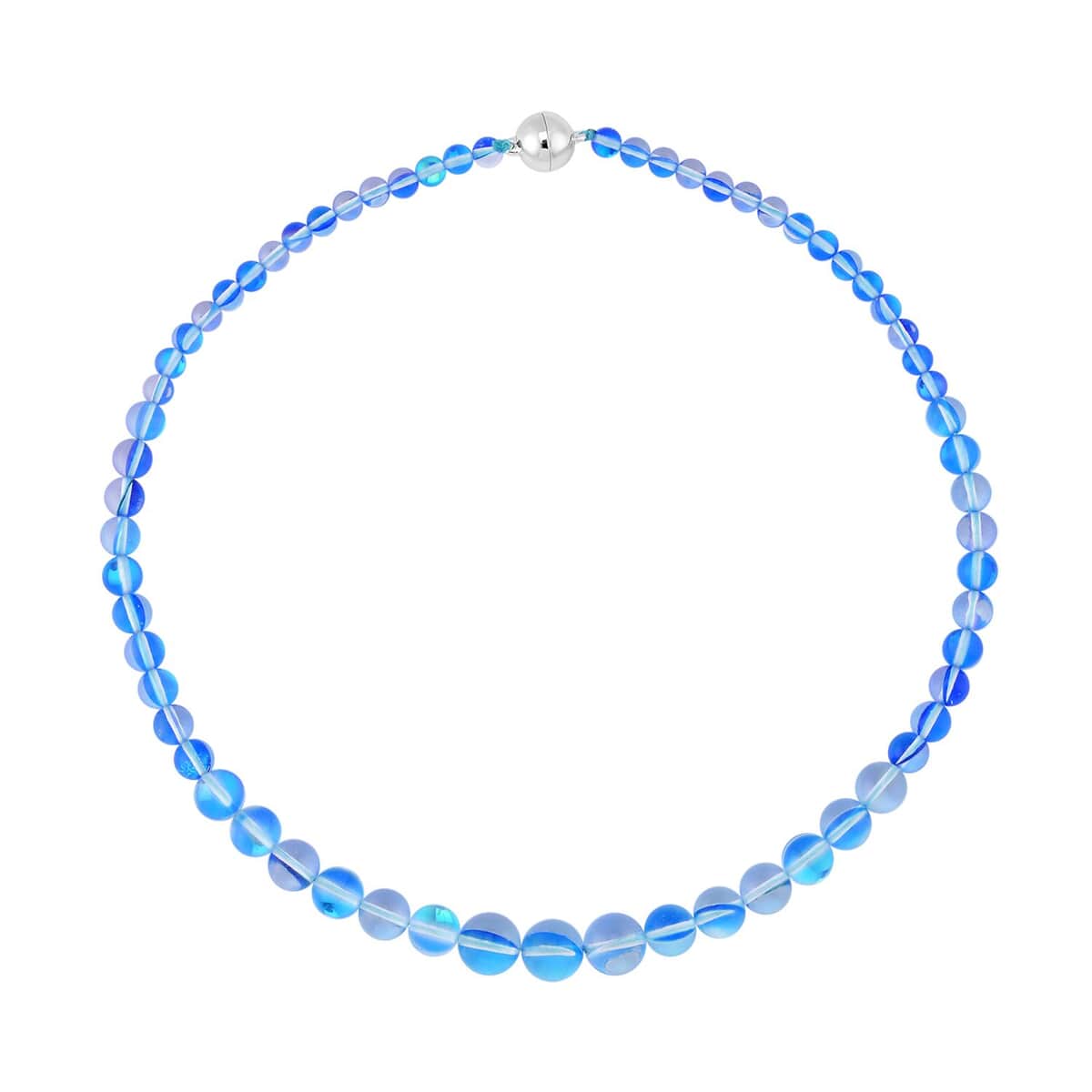 Blue Magic Color Glass Beaded Necklace 20 Inches in Silvertone image number 0