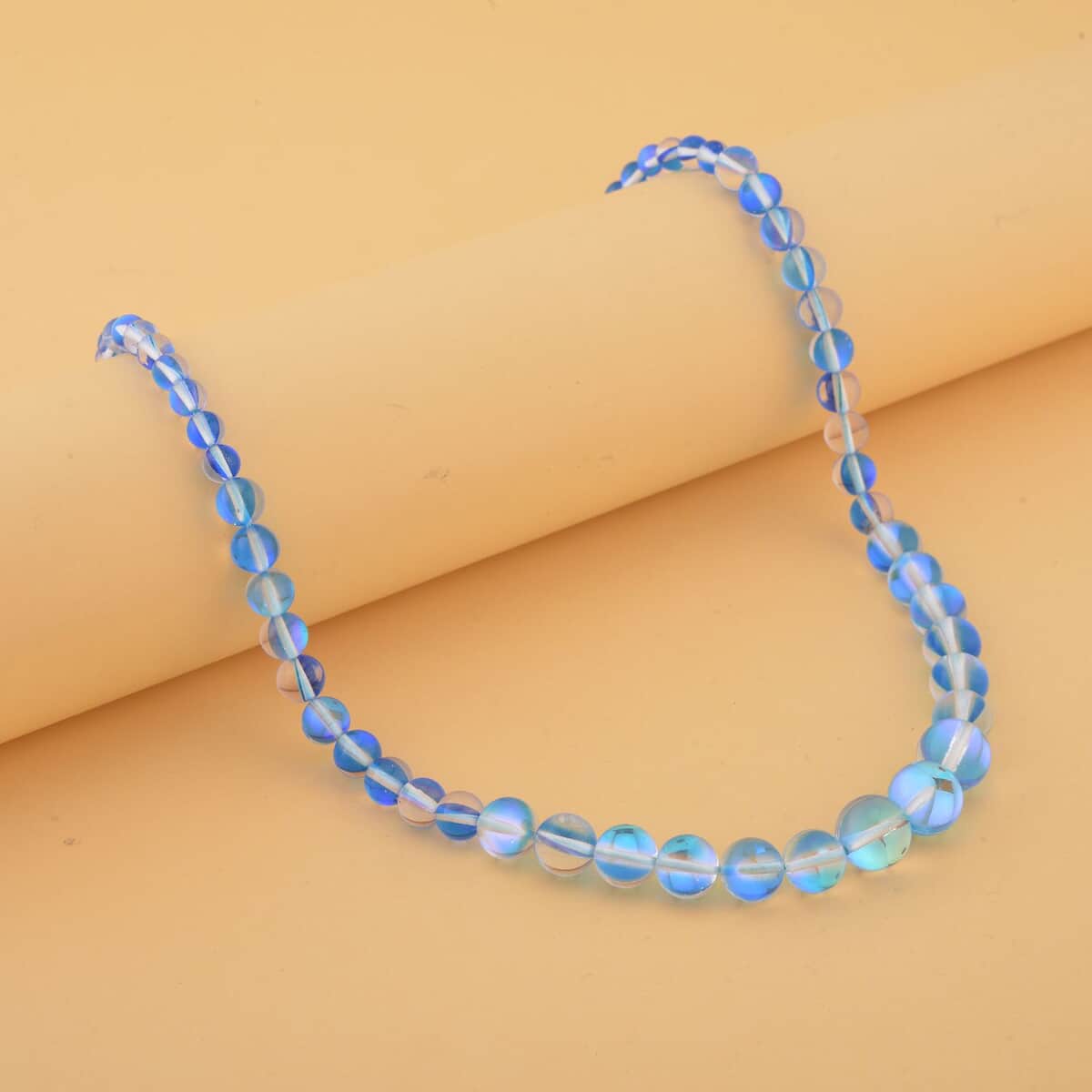 Blue Magic Color Glass Beaded Necklace 20 Inches in Silvertone image number 1