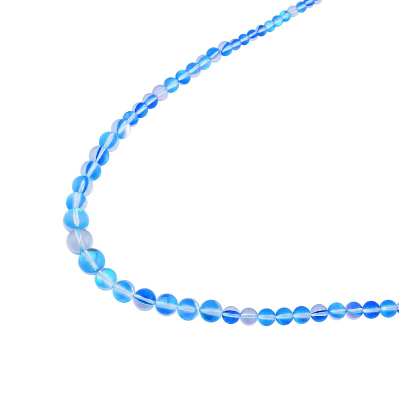 Blue Magic Color Glass Beaded Necklace 20 Inches in Silvertone