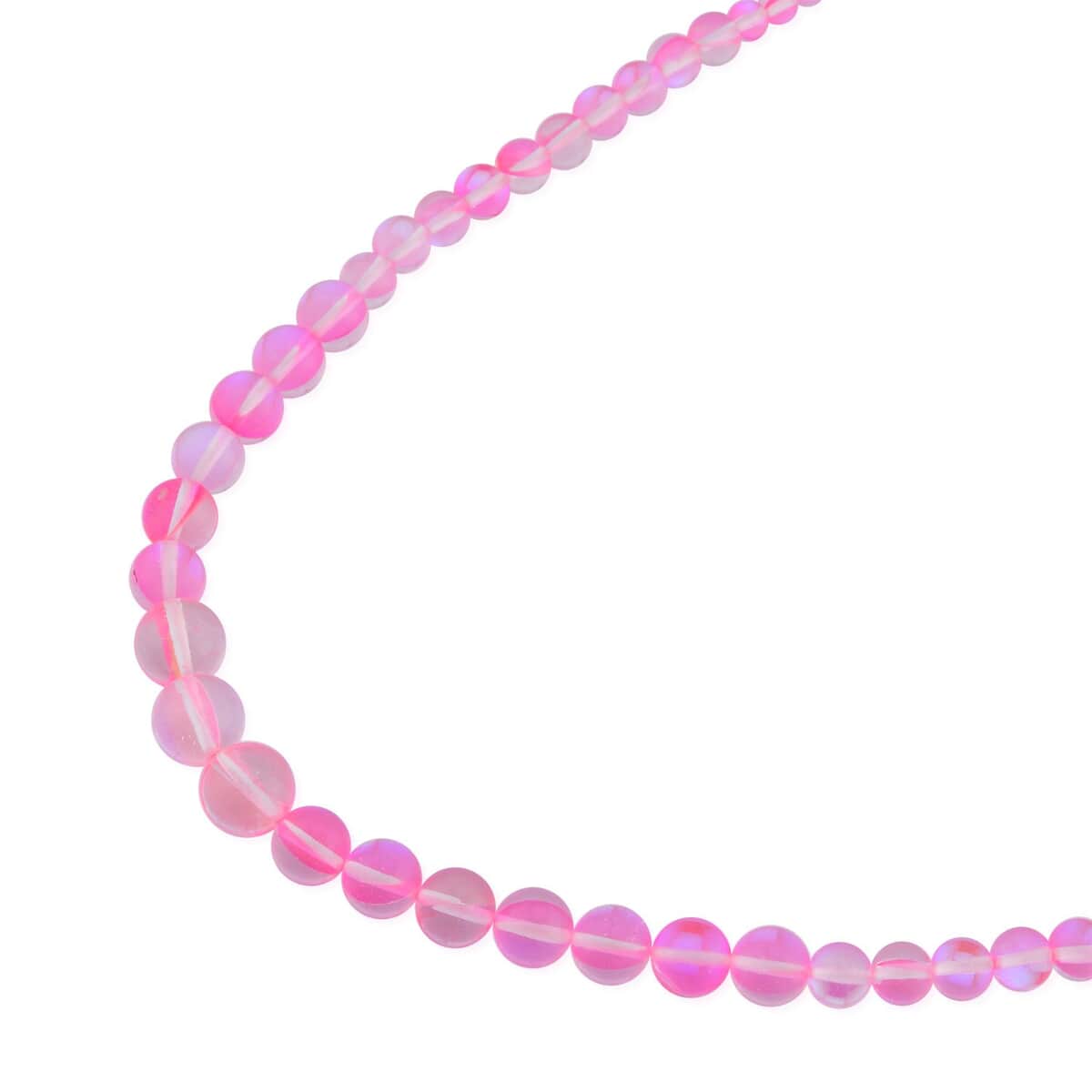 Pink Magic Color Glass Beaded Necklace 20 Inches in Silvertone image number 2