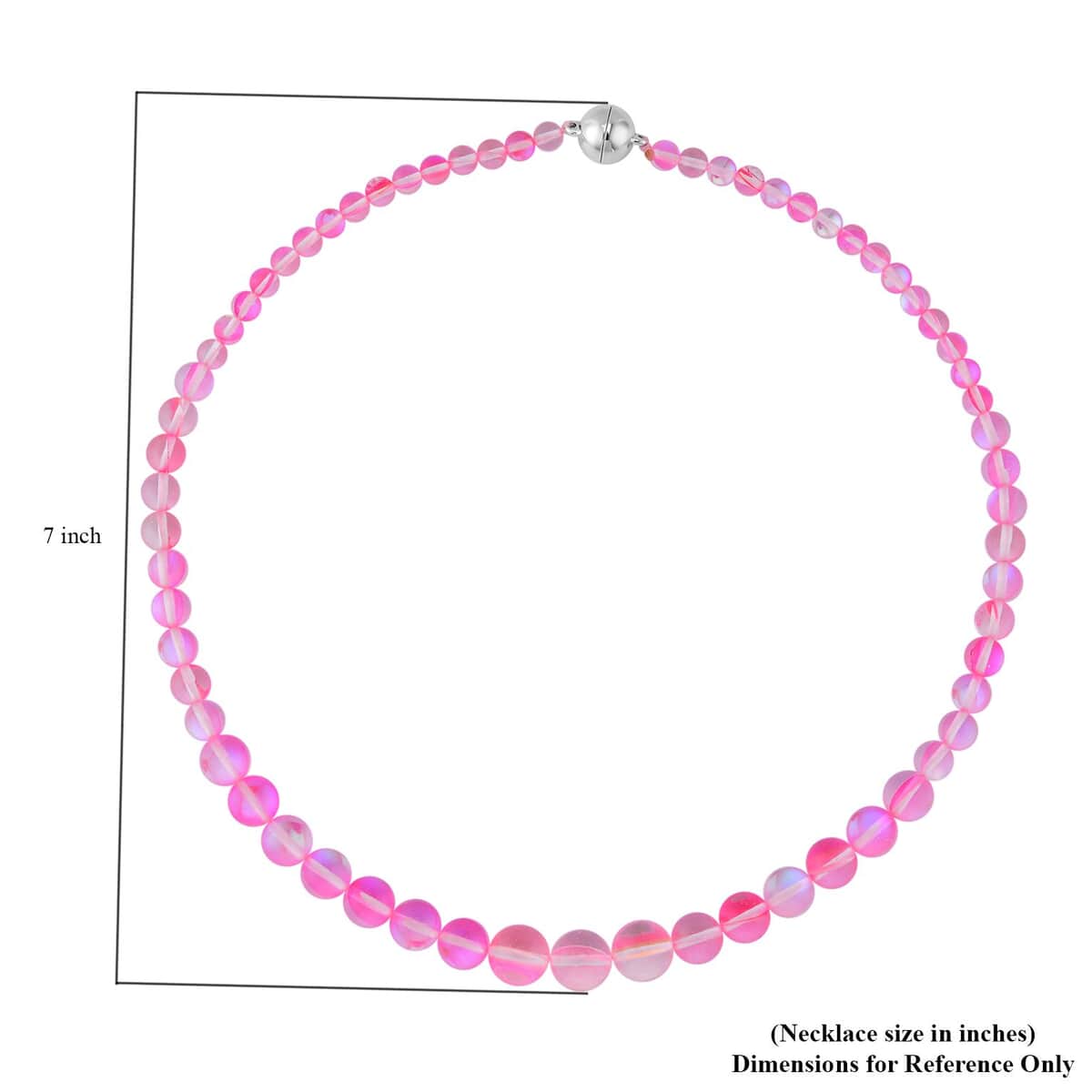 Pink Magic Color Glass Beaded Necklace 20 Inches in Silvertone image number 4