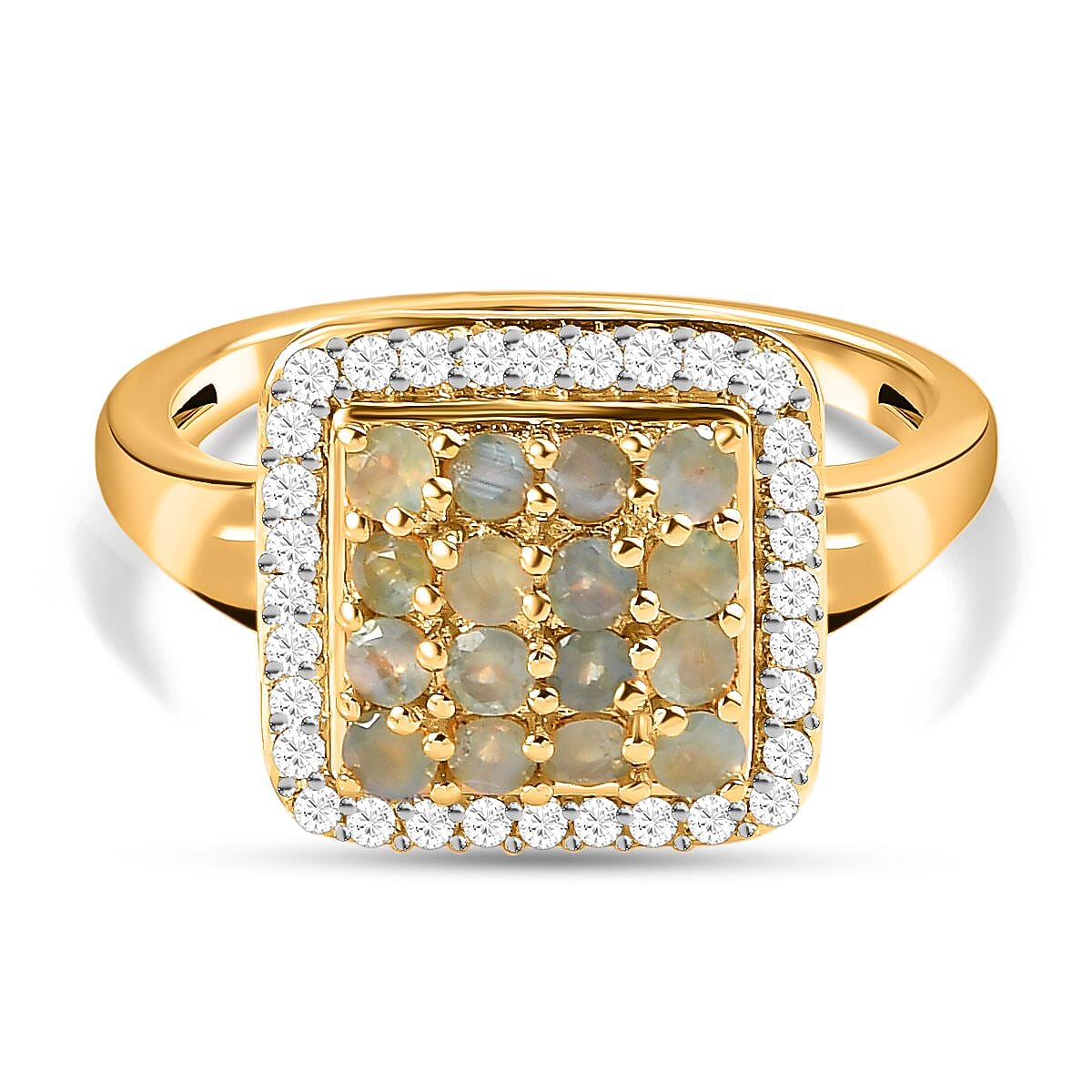 Alexandrite and White Zircon 0.80 ctw Ring in Vermeil Yellow Gold Over Sterling Silver (Size 8)