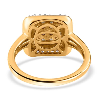 Alexandrite and White Zircon 0.80 ctw Ring in Vermeil Yellow Gold Over Sterling Silver (Size 8)