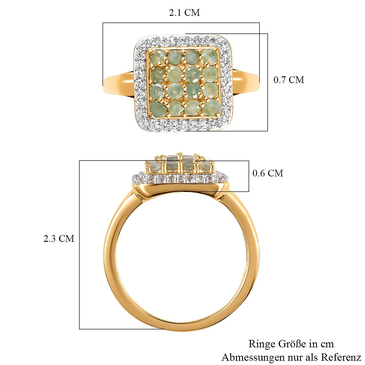 Alexandrite and White Zircon 0.80 ctw Ring in Vermeil Yellow Gold Over Sterling Silver (Size 8)