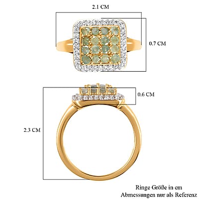 Alexandrite and White Zircon 0.80 ctw Ring in Vermeil Yellow Gold Over Sterling Silver (Size 8)