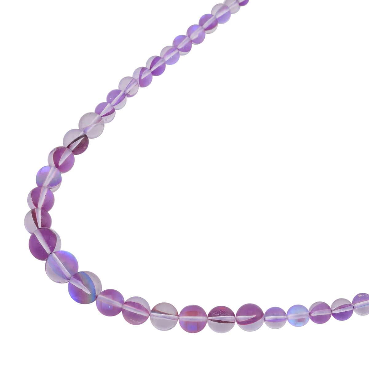 Purple Magic Color Glass Beaded Necklace 20 Inches in Silvertone image number 2