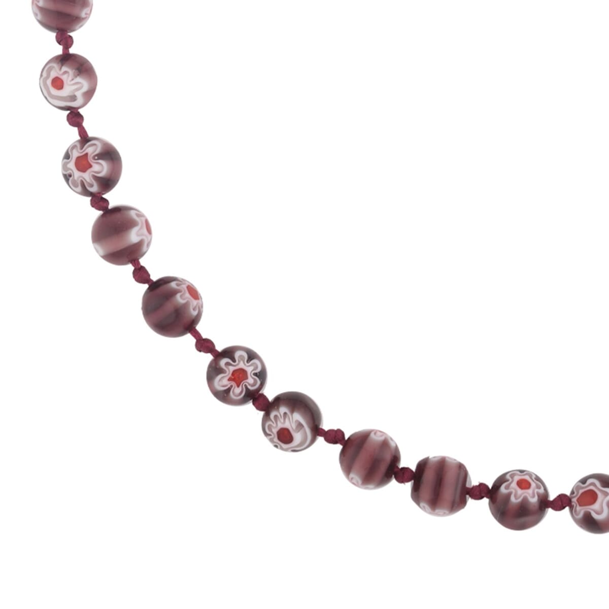 Purple Color Murano Style Beaded Necklace 20 Inches with Magnetic Lock in Silvertone image number 2